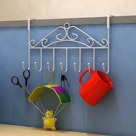 Crochets de porte sans clous Mingzhe Iron Art, porte-manteau mural en métal sans jointure de style européen, crochet en S, 7 crochets, nouveau modèle blanc très populaire (1/5)