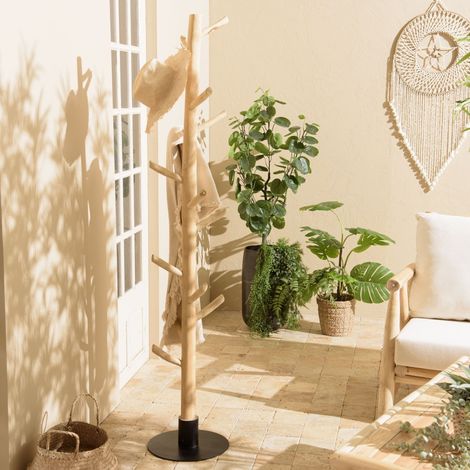 WILL - Porte-manteau multibranches en bois teck naturel (1/5)