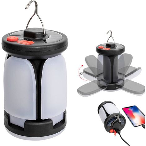 LED Camping Lanterne 4500 mAh Lampe Solaire USB Rechargeable 6 Modes Eclairage 360° Pliant Camping Lumière SOS IPX5 (1/4)