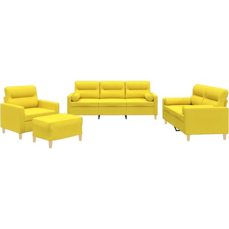 Maison Exclusive - Set di Divani 4 pz con Cuscini Giallo Chiaro in Tessuto