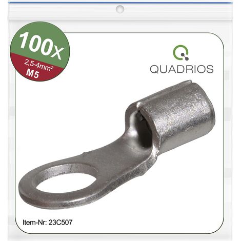 Quadrios 23C507 Ringkabelschuh Querschnitt (max.)=4 mm² Loch-Ø=5.3 mm Unisoliert 100 St. (1/5)