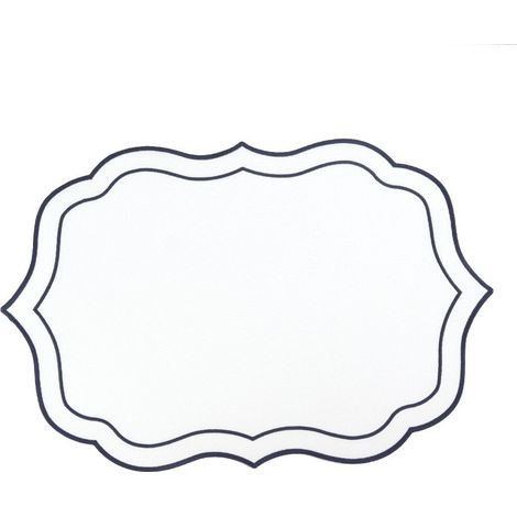 Dessous d'Assiette et Set de Table Décoratif en Polyester Blanc et Bleu 44 x 29 x 1 cm - PANGIVO (1/3)