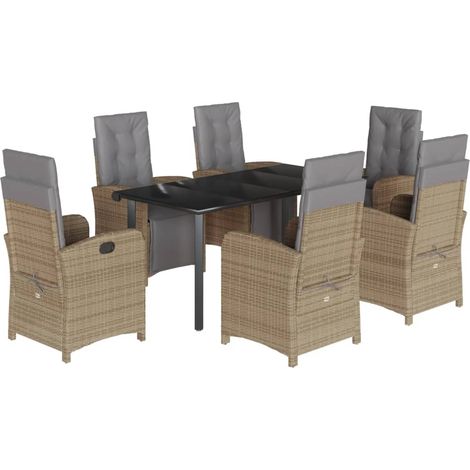 Maison Exclusive - Set comedor de jardín 7 pzas con cojines ratán (1/5)
