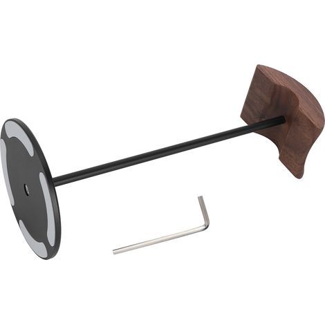 Kopfhörerständer aus Aluminiumlegierung, mattschwarze Wandhalterung mit Kopfhörerablage aus Walnussholz, Schreibtisch-Kopfhörerhalter aus Metall (1/5)