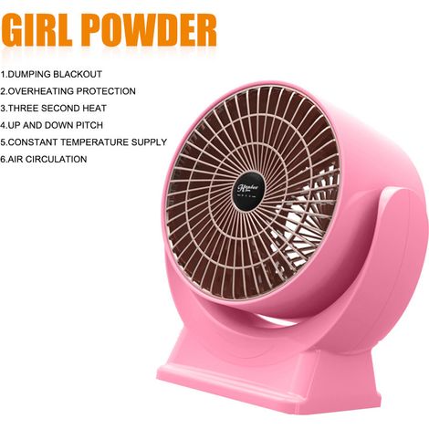Mini Radiateur Soufflant à Économie d'Énergie Chauffage Soufflant Électrique Radiateur Soufflant 220V 650W pour Salon, Chambre, Salle de Bain , rose (1/4)
