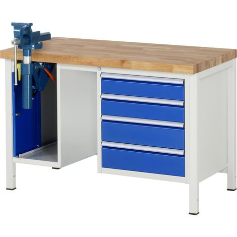 Rau Werkbank höhenverstellbar 8185A1, B1250xT700xH840-1040mm, 4x Schublade-TA, SSKL (1/5)