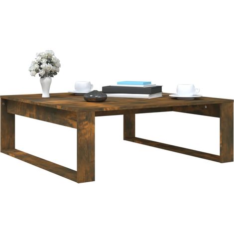 Table basse carrée en bois Luko 100cm - Classique et intemporelle-Marron fumé (1/5)