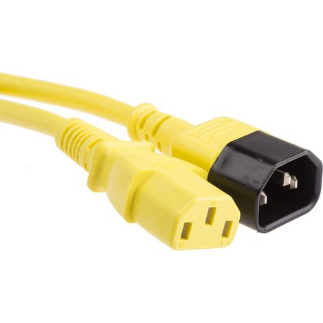 Câble d'alimentation, Jaune, Connecteur C13, IEC vers C14, CEI, 2m ( Prix pour 1 )