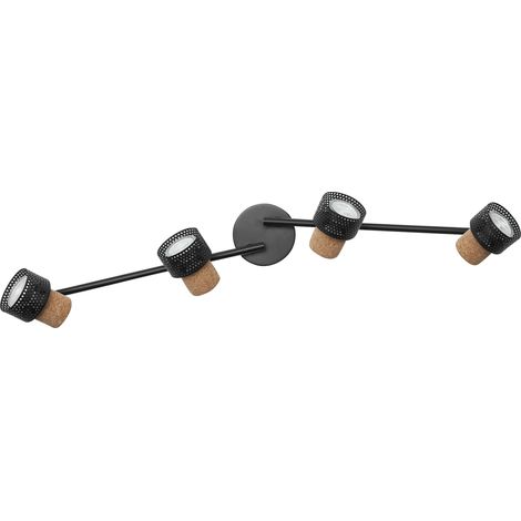 LEDVANCE DECOR SPOT CORK, 4 x 3,4W, 920lm, schwarz, Spotleuchte, verstellbare Köpfe, vielseitig anwendbar, Innenraumspot, austauschbare LED-Lampen, dimmbar, warmweiße Lichtfarbe, GU10 (1/5)