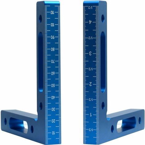 Set aus 2 90°-Positionierwinkeln aus Aluminiumlegierung, 12 x 12 cm Klemmquadrat, rechtwinklige Klemmen, 90°-L-Winkelklemme für Klemmboxen (1/4)
