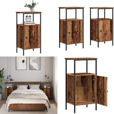 vidaXL Nachttische 2 Stk. Altholz-Optik 41x31x80 cm Holzwerkstoff (1/5)
