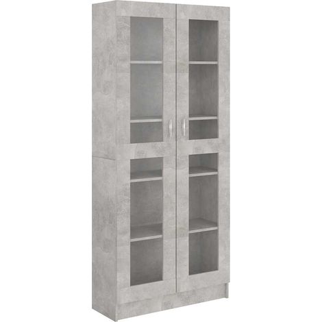 vidaXL Armadietto Vetrina Grigio Cemento 82,5x30,5x185,5cm Multistrato