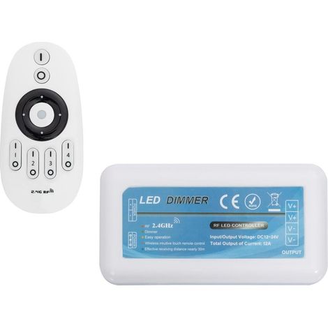 Controller Dimmer Einfarbig 12/24V DC mit Fernbedienung RF 4 Zonen (1/3)