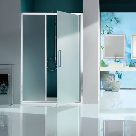 Samo - Porte douche pivotante avec paroi fixe en ligne 126-132 cm Profilé chromé brillant verre transparent - EUROPA