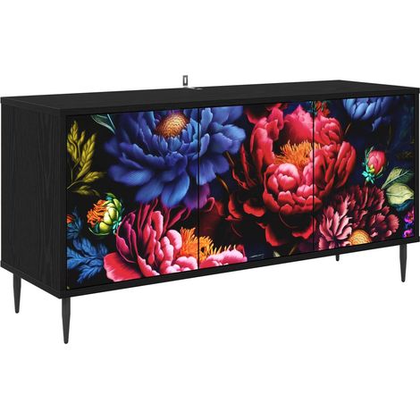 TV Cabinet KIEL 102 x 33 x 51 cm Black Oak Engineered Wood vidaXL (1/5)