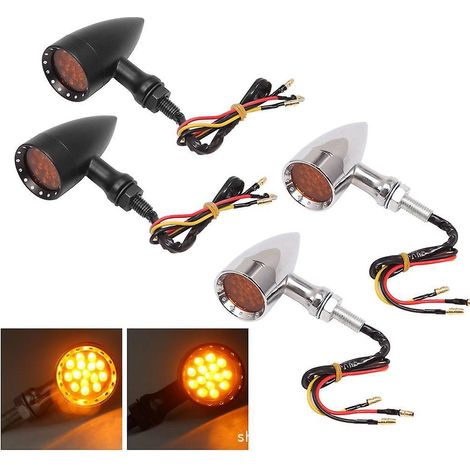 lot De 4 Moto Clignotant Lumire Moto Rtro Style Bullet Led Clignotant Lampe Lampe De Poche Moto Accessoire (1/5)