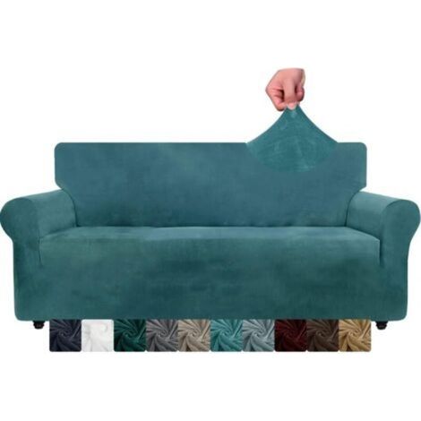 Stretch velvet 3-seater sofa cover – 85% polyester and 15% spandex – Stylish protection against wear and tear – Machine washable (1/5)