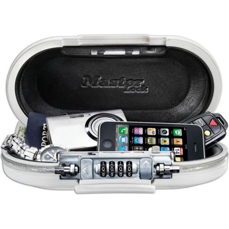 Mini Coffre-fort Portable - MASTER LOCK - 5900EURDWHT - Avec Câble - Combinaison - Blanc (1/5)