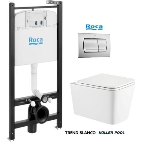 Bastidor ROCA duplo con cisterna empotrada y pulsador PL7 blanco mate con inodoro suspendido ROCA the gap con sistema rimless (1/5)