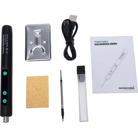 Kit de fer à souder sans fil portable à chauffage rapide, rechargeable par USB avec affichage numérique, température réglable, arrêt automatique pour la réparation électronique à domicile, standard – (1/5)