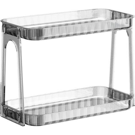 Support de rangement pour cosmétiques, Double couche, organisateur de comptoir moderne détachable et Transparent pour coiffeuse, couleur transparente (1/5)