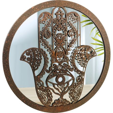 Signes Grimalt Fatima Mirror Hand Appliques Metal Applicare il metallo marrone rotondo - 30x30x2cm