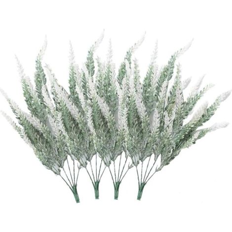 4 bouquets de fleurs artificielles floqué fleurs artificielles plante de lavande fleurs artificielles décoration en pot (blanc) (1/5)