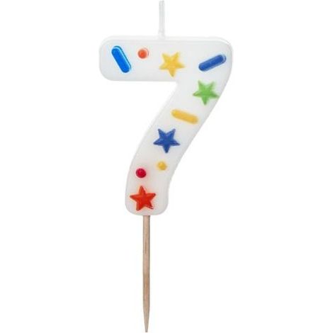 Geburtstagskerze, 7 weiße Konfetti, 5,5 cm
