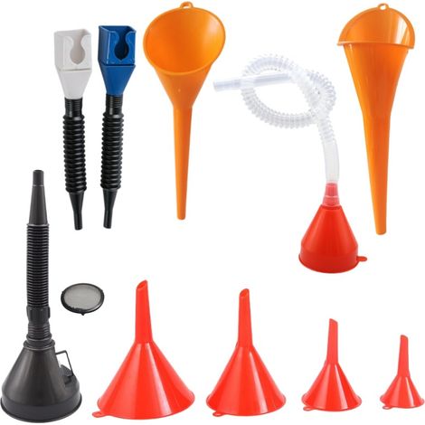 10 Stück Kfz-Trichter-Set, Kunststoff-Öltrichter mit langem Hals, flexible rechtwinklige Trichter, Kraftstofftrichter mit breiter Öffnung, zum Einfüllen von Kühlmittel/Benzin/Wasser/Motoröl,Blauer wei (1/5)
