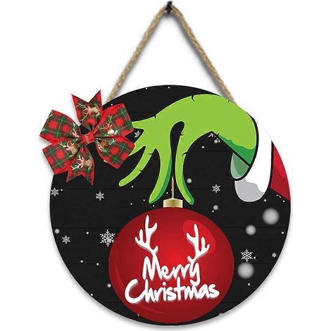 Décoration murale, tenture murale, panneau de porte de Noël, panneau de bienvenue de Noël à suspendre, décoration murale pour porte de salon, 30 x 30 x 0,5 cm (1/3)