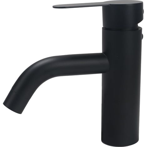 Schwarze Badezimmerarmatur – Waschbeckenarmatur – Edelstahl-Waschtischarmatur – Einhebelmischer mit Warm- und Kaltwasseranschluss – Chrom (1/5)