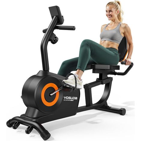 YOSUDA Vélo d'Appartement Semi-Allongé pour la Maison – 16 Niveaux de Résistance Magnétique, Silencieux, Siège Réglable, Montage Facile, Écran LCD, Capteurs de Pouls, Capacité 160kg, velo semi allongé