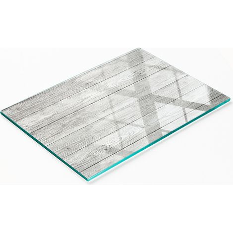Planche à découper décorative pour la cuisine, en verre trempé et bois, 80 x 52 cm (1/5)