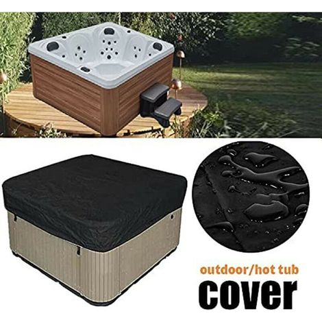 Offerta speciale: telo di copertura per vasca idromassaggio da esterno, quadrato, impermeabile, in tessuto di poliestere 190T, antipolvere, resistente ai raggi UV, con borsa per il trasporto, grigio, (1/2)