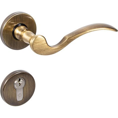 Set Türgriffschloss aus Messing, Vintage, für drinnen und draußen (1/5)