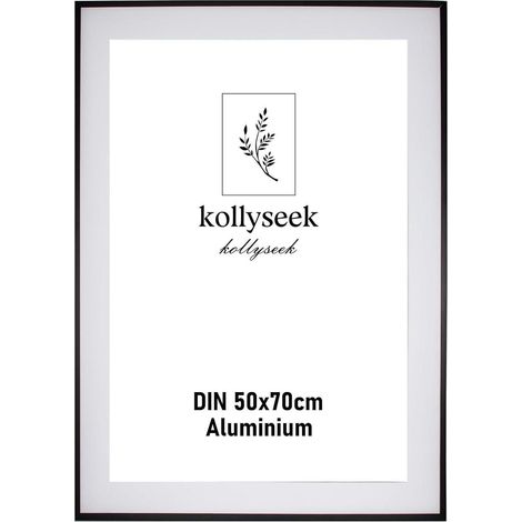 Aluminium Bilderrahmen 50x70cm Schwarz Acrylglas Passepartout modern (1/5)