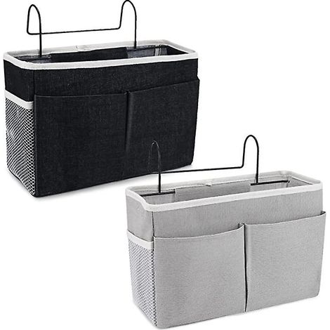 organisateur De Chevet 2 Pcs Sacs De Chevet Panier Suspendu Rangement Sac De Rangement Suspendu Tanche Avec 3 Poches Rideau Lit Mezzanine (noir Et (1/5)