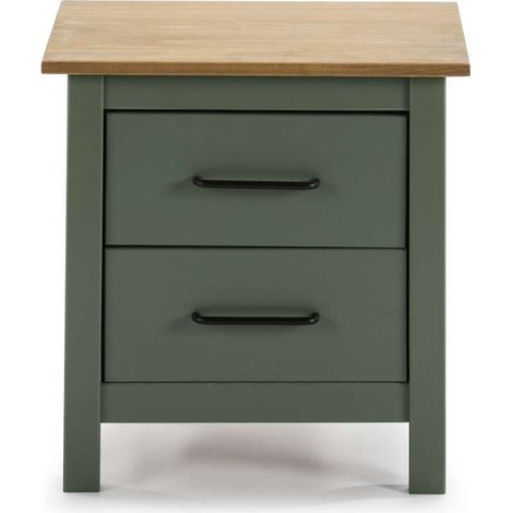 Mesita 2 cajones Mariana acabado verde, 49.5cm(alto) 46 cm(ancho) 35 cm(largo) (1/3)