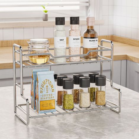 Porte Epices Mural Cuisine, Etagere a Epices Murale, Argent (Paquet de 2)
