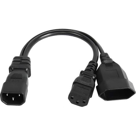 Câble d'alimentation répartiteur en Y EURO C14 vers C13 de 30 cm (1 pied), IEC 14 mâle vers IEC 13 femelle et rallonge de conversion EURO CEE7/16 femelle pour ordinateur (1/5)