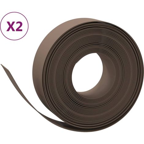 Bordures de jardin 2 pcs marron 10 m 15 cm polyéthylène
