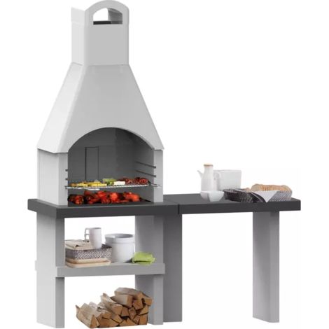 barbecue a carbonella in cemento "pistoia xl" 160x59x203 cm