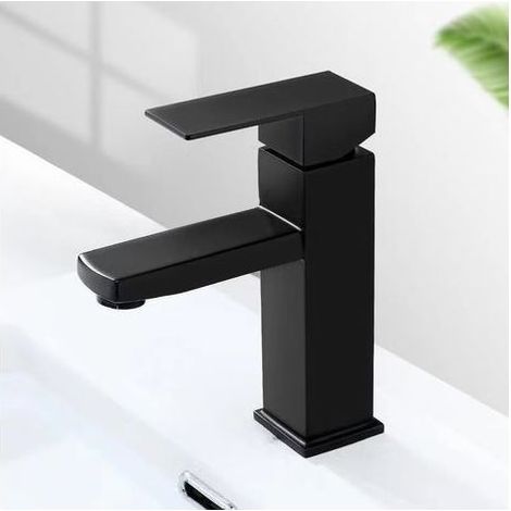 Mitigeur lavabo noir acier inoxidable levier unique eau chaude et froide avec tuyaux inclus robinet salle bain noir robinet lavabo noir mitigeur salle de bain noir robinet salle de bain noir (1/4)