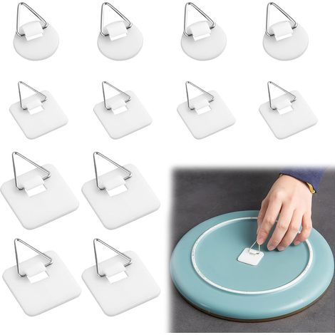 12er Pack Bildaufhänger selbstklebend mit Leinenstruktur, Bildhaken zum Ankleben, Praktische Bilderhaken für Bilderrahmen, Vielseitige Formen für Kreativität beim Dekorieren (1/5)