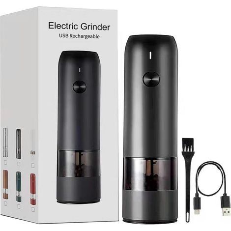 Moulin à poivre électrique rechargeable par USB, portable, pour usage domestique,Noir (1/5)
