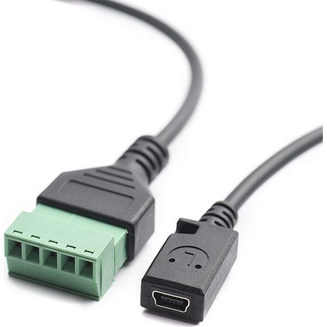 Câble adaptateur d'extension de signal USB mini 5 broches femelle vers terminal vert 5 broches sans soudure (1/5)