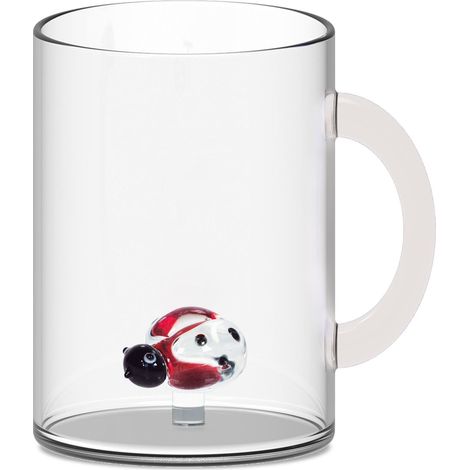 WD LifeStyle Tazza Vetro Borosilicato Cc 420 ml Decoro Coccinella (1/2)