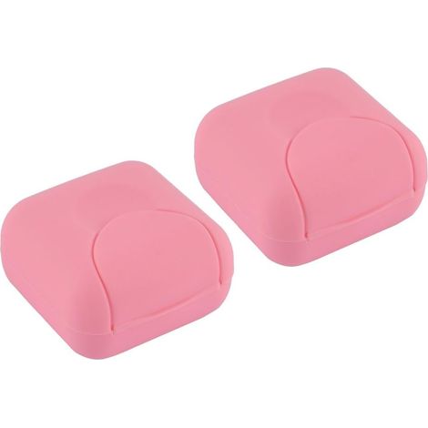 Paquet de 2 boîtes à savon portables scellées carrées étanches et étanches (rose) (1/2)