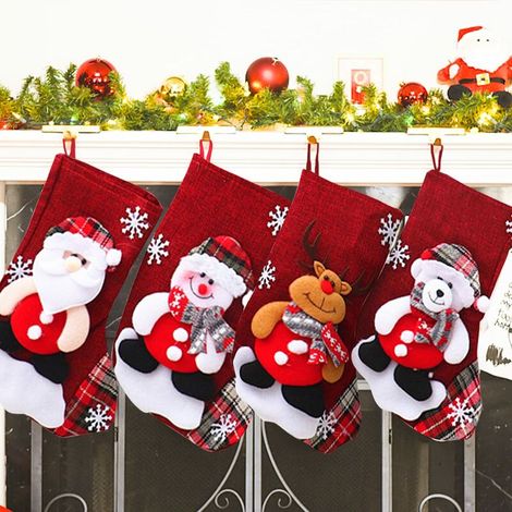 4 Pièces Chaussettes de Noël, Chaussette Noel a Suspendre, Décoration de Bas de Noël, Chaussettes de Décoration de Noël, Pour accrocher des accessoires Décoration de sapin de Noël (1/5)