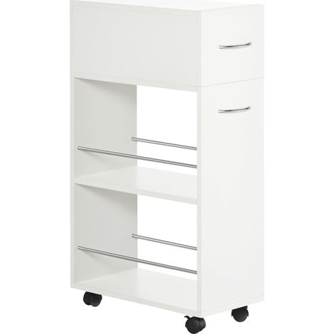 Carrello da Cucina con 2 Ripiani 25x50x85 cm in Truciolato e Acciaio Inox in Truciolato e Acciaio Inox (1/5)